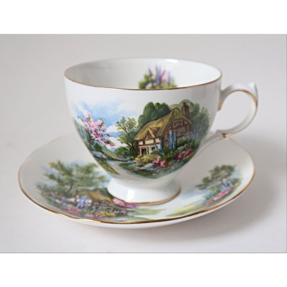Tea Cup and Saucer Saucer Vintage Teacup and Saucer Royal Vale Country Cottage